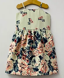 My Pink Closet Sleeveless Vintage Garden Roses & Leaves Printed Fit & Flare Dress - Green
