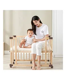 Staranddaisy Pinewood Wooden Cot With Screwfree 2 Minutes Assembly With Mattress - Brown