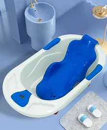 Staranddaisy Kiddie Kingdom Splash Baby Bath Tub With Seat Sling And Temperature Sensor And Detachable Wheels - Blue