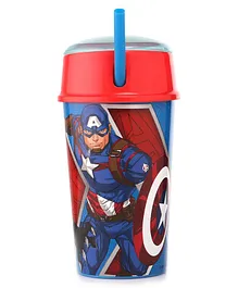 Avengers Themed Snacks Tumbler with Straw Multicolour - 400 ml