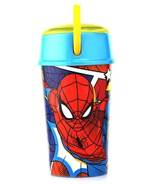 Spider Man Themed Snacks Tumbler with Straw Multicolour - 400 ml