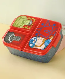 Avengers Multi Compartment Lunch Box With Attractive Hero Print  - Multicolour