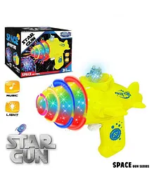 YAMAMA Battery Operated Space Star Gun Toy with Light & Music Guns & Darts - Yellow