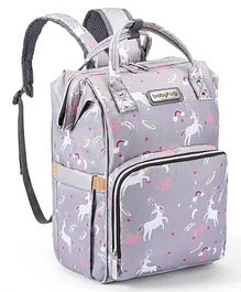 Babyhug Diaper Backpack Unicorn Print - Grey