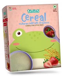 timios Instant & Healthy 100% Natural Multi Grain Millet & Strawberry Cereal With Milk Benefits - 300 g