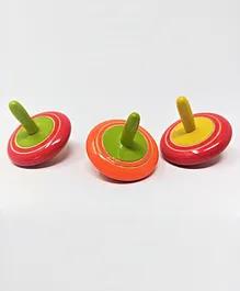 A&A Kreative Box Wooden Toy Spinning Chakri Set Of 3 - Available in Assorted Colors
