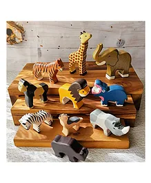 Taruh Kids Wooden Wild Animals Set of 10 - Multicolor