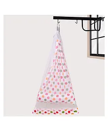 132 Baby's Window Metal Hanger with Hanging Swing Cradle Bedding Set Mosquito Net and Spring - Pink