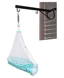 132 Baby's Hanging Swing Cradle with Mosquito Net Spring and Window Hanger | Hammock Bedding Set - Green