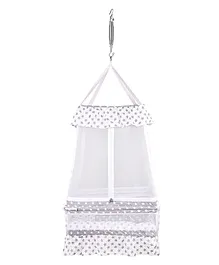 132 Baby's Hanging Swing Cradle with Bedding Set Mosquito Net and Spring - Grey