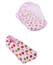 132 Combo of Baby Mattress with Net & Sleeping Bag - Pink