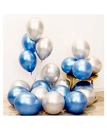 Bubble Trouble Party Balloons For Decoration Silver and Blue - Pack Of 50