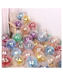 Bubble Trouble Transparent Balloons Bouquet Combo with Re Filled Confetti & Ribbons Pack of 10 - Multicolor