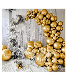 Bubble Trouble Golden Metallic Chrome Balloons With Shiny Surface For Birthdays - Pack of 50
