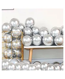 Bubble Trouble Silver Metallic Chrome Balloons With Shiny Surface For Birthdays - Pack of 100
