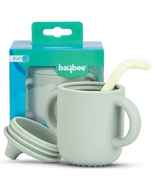 Baybee Silicone Baby Spout Sippy Cup with Soft Silicone Straw & Handles 120 ML - Green