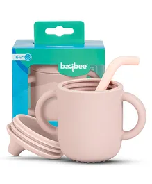 Baybee Silicone Baby Spout Sippy Cup with Soft Silicone Straw & Handles 120 ml - Pink