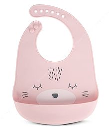 Baybee Waterproof Silicone Bibs for Baby with 6 Point Adjustable Button Closure & Crumb Catcher - Pink