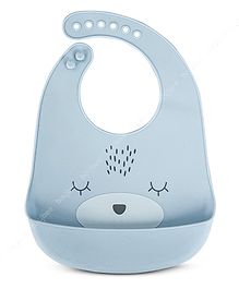 Baybee Waterproof Silicone Bibs for Baby with 6 Point Adjustable Button Closure & Crumb Catcher - Blue