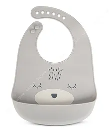 Baybee Waterproof Silicone Bibs for Baby with 6 Point Adjustable Button Closure & Crumb Catcher - Grey