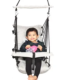 Wishing Clouds Jhula for Baby with Cotton Filling and Leg Lock Mechanism Piccolo Jute - Grey