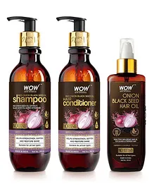 WOW Skin Science Onion Oil Ultimate Hair Care Kit Shampoo Hair Conditioner & Hair Oil - 650 ml