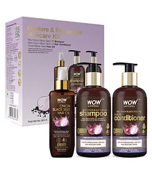 WOW Skin Science Onion Black Seed Oil Ultimate Hair Care Kit (Shampoo & Hair Conditioner & Hair Oil) - 800 ml Total