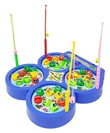 NEGOCIO 32 Pieces Magnetic Fish Catching Game Fishing Game with Music with 4 Rotating Fish Ponds with 4 Magnetic Sticks (COLOR MAY VARY)