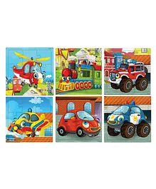 Fiddly's Wood Jigsaw Puzzles for Kids & Children Vehicles Pack of 6 - 9 Pieces each