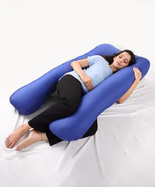 Babyhug 100% Cotton Flexible & Supportive U Shape Maternity Pillow-  Royal Blue