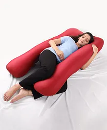 Babyhug 100% Cotton Flexible & Supportive U Shape Maternity Pillow - Maroon