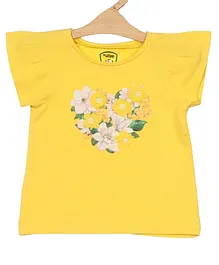 Lil Lollipop Short Sleeves Floral Printed Top - Yellow