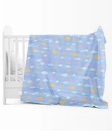 Bembika Baby Blanket 6 Layer Cotton Gauze Multipurpose Blanket - Cloud Blue