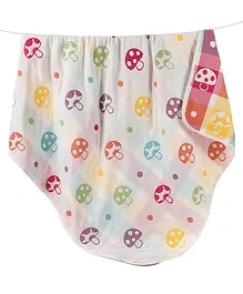 Bembika 6 Layer Cotton Gauze Essential Multipurpose Blanket For Baby Mushroom Print - White