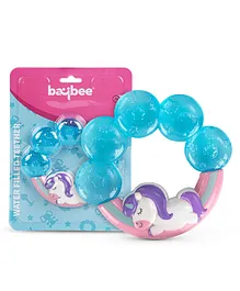 Baybee Unicorn Natural Water Filled Silicone Teether For Babies To Soothe Their Gums BPA Free Non Toxic Food Grade Chewing Baby Teether - Blue