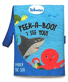 Skillmatics Peek A Boo I See You Underwater Animal Theme Interactive Soft Cloth Book - Blue