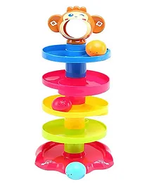 Enorme Kids 5 Layer Stack, Drop and Go Ball Drop and Roll Swirling Plastic Monkey Tower Ramp  - Multicolour