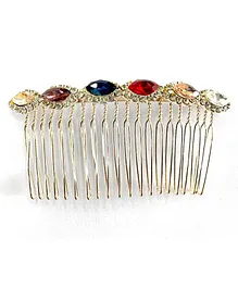 Flaunt Chic  Rhinestones & Diamonds Studded Hair Comb - Golden