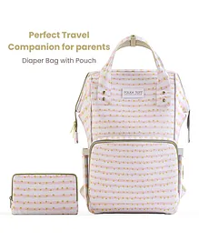 Polka Tots Stylish Multifunctional Rainbow Diaper Bag for Mothers Travel with Pouch - Peach