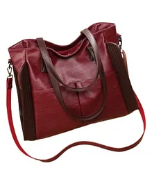MOMISY PU Leather Crossbody Sling Bag - Wine Red