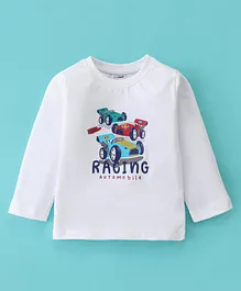 CUCUMBER Full Sleeves Sinker Cars Printed T-Shirt - White