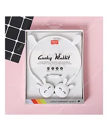 Elecart Earphone for Kids 3 5 mm Jack On Ear Wired Cute Rabbit Headphone Stereo with Mic Earphone- White