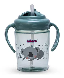 Adore Pro Itzy Bitzy Straw Sipper Cup with Retractable Head & Handle Green - 250 ml