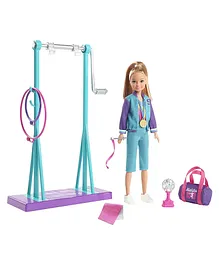 Barbie Team Stacie Doll With Gymnastics Playset - Height 22.5 cm (Colour and Decorations May Vary)