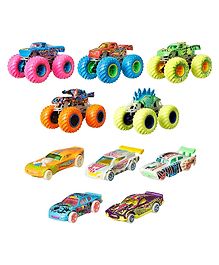Hot Wheels Monster Trucks Glow In Dark Multipack With 10 Free Wheels Toy Vehicles 5 Monster Trucks & 5 Cars - Multicolor