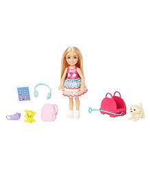 Barbie Toys Chelsea Doll and Accessories Travel Set- Height 13 cm (Colors and Decorations May Vary)