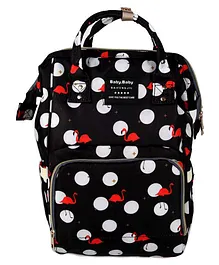House of Quirk  Diaper Bag Maternity Backpack Flamingo Print - Black