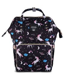 House of Quirk Diaper Bag Maternity Backpack Unicorn Print - Black