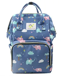 House of Quirk Diaper Bag Maternity Backpack Elephant Print - Blue