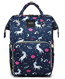 House of Quirk Diaper Bag Maternity Backpack Unicorn Print - Dark Blue